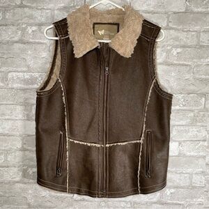 Natural reflections Faux suede boho Brown Zip Vest women’s size large